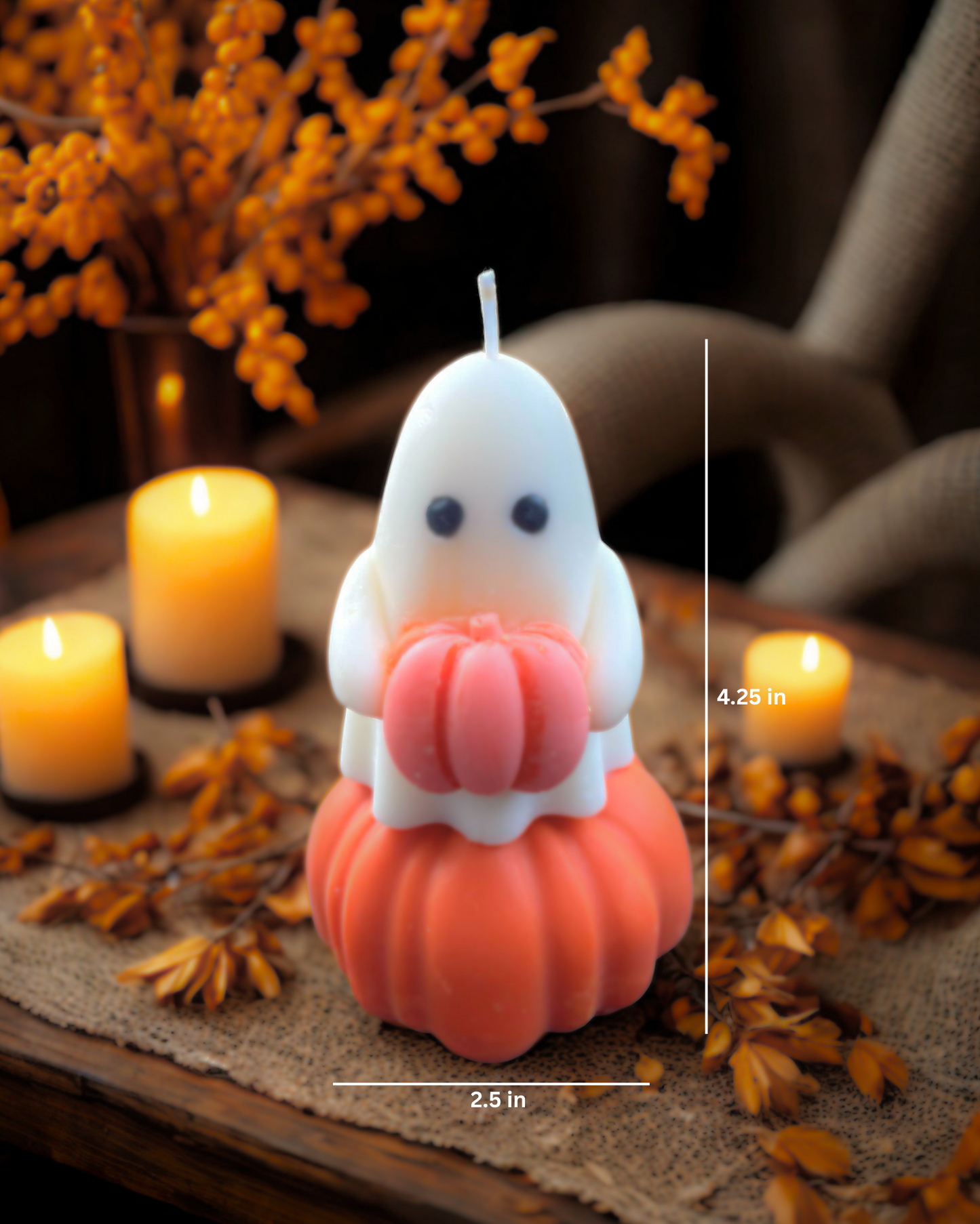 Halloween Ghost Pumpkin Candle