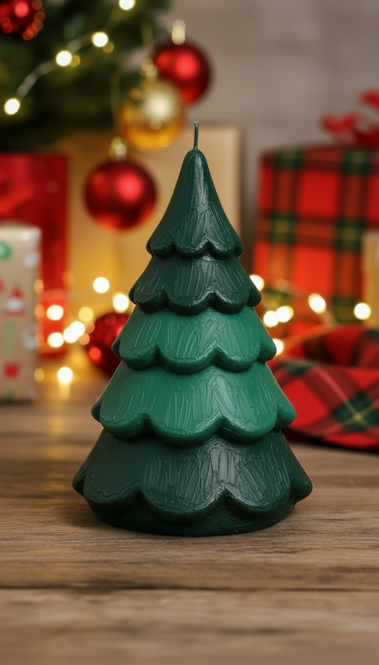 Merry Christmas Pine Soy Candle Tower